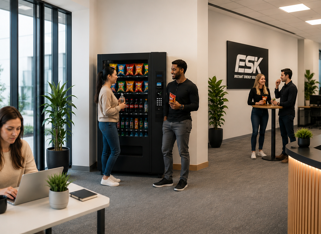 Modern vending machine in a bright interior